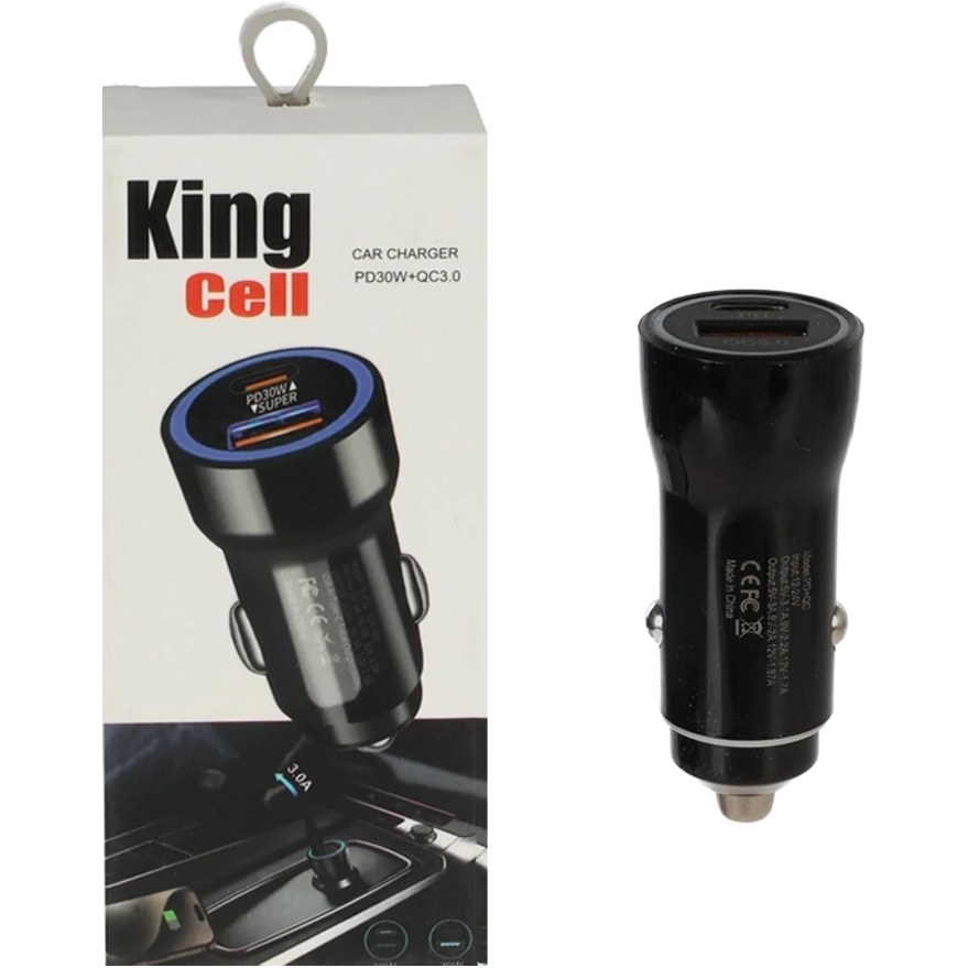 شارژر فندکی دو پورت 30 وات KING CELL 30W